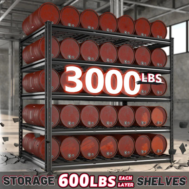 【🔥Factory Direct Clearout Sale🔥】55“W x 72"H 3000LBS Metal Garage Storage Racks Basement Shelving Adjustable Industrial Shelving for Garage, Warehouse, Pantry
