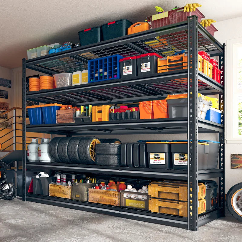 【🔥Factory Direct Clearout Sale🔥】55“W x 72"H 3000LBS Metal Garage Storage Racks Basement Shelving Adjustable Industrial Shelving for Garage, Warehouse, Pantry