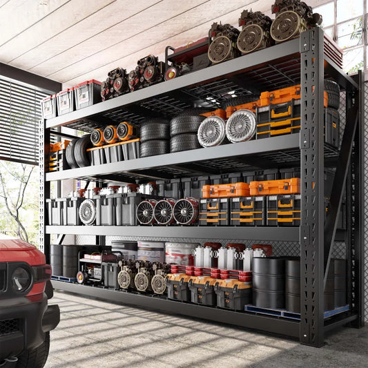 【🔥Factory Direct Clearout Sale🔥】shelves 4-Tier Industrial Storage Rack 77.2"W 8500LBS Shelves with Metal Heavy Duty Garage Shelving Adjustable Shelving for Warehouse, Industrial, basement, Laboratory