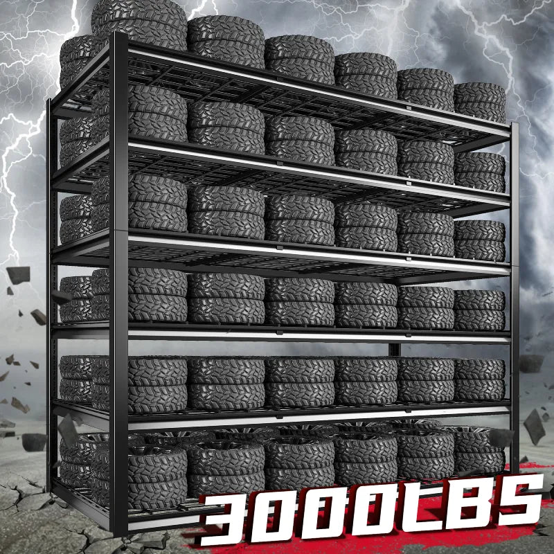 【🔥Factory Direct Clearout Sale🔥】2 PCS 84"H Garage Shelving 3000LBS Industrial Shelving Units 6-tierAdjustable Storage Shelves for Basement, Garage, Warehouse