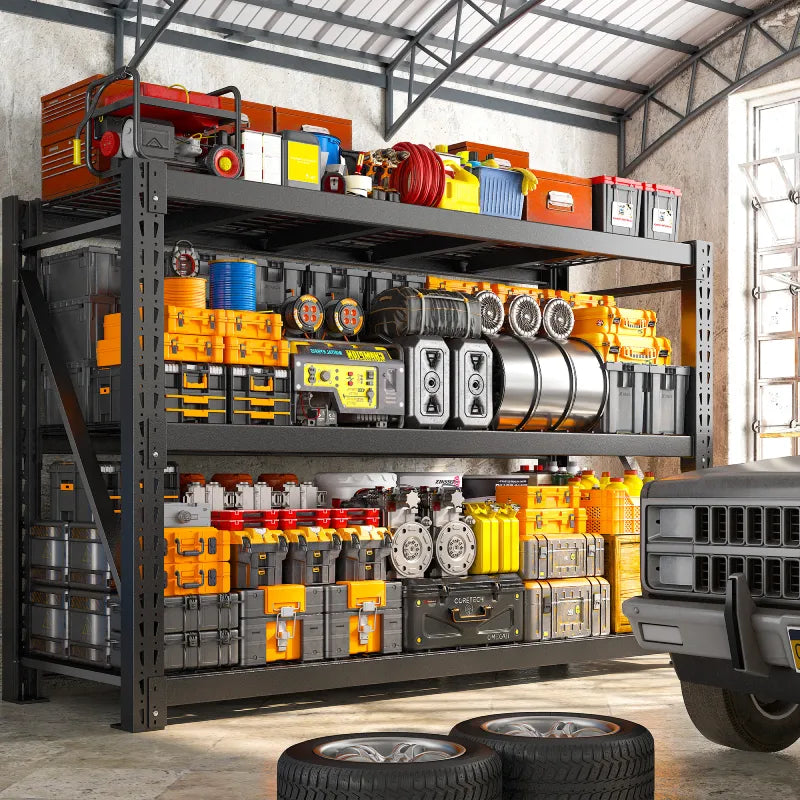 【🔥Factory Direct Clearout Sale🔥】68"W Industrial Storage Shelving 7014LBS Garage Shelving with 2338LBS Per Shelf Gymnasium Storage Rack for Garage, Basement, Warehouse, Industrial
