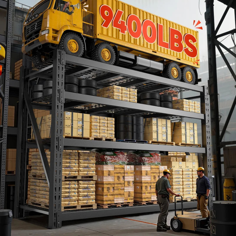 【🔥Factory Direct Clearout Sale🔥】9400LBS Heavy Duty Industrial Shelving 72"H Garage Shelving 4 -Tier Adjustable Storage Shelves for Warehouse, Garage, Basement Shop