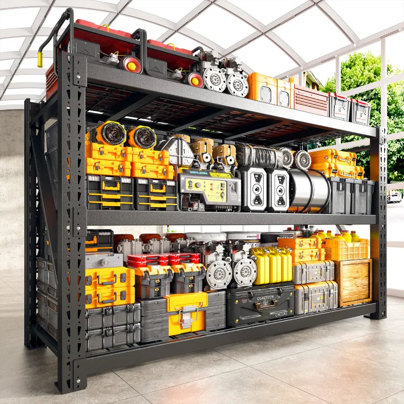 【🔥Factory Direct Clearout Sale🔥】 3-Tier 8250 LBS Heavy Duty Storage Rack 66 in High Adjustable Industrial Steel Shelving Unit for Garage, Warehouse Basement