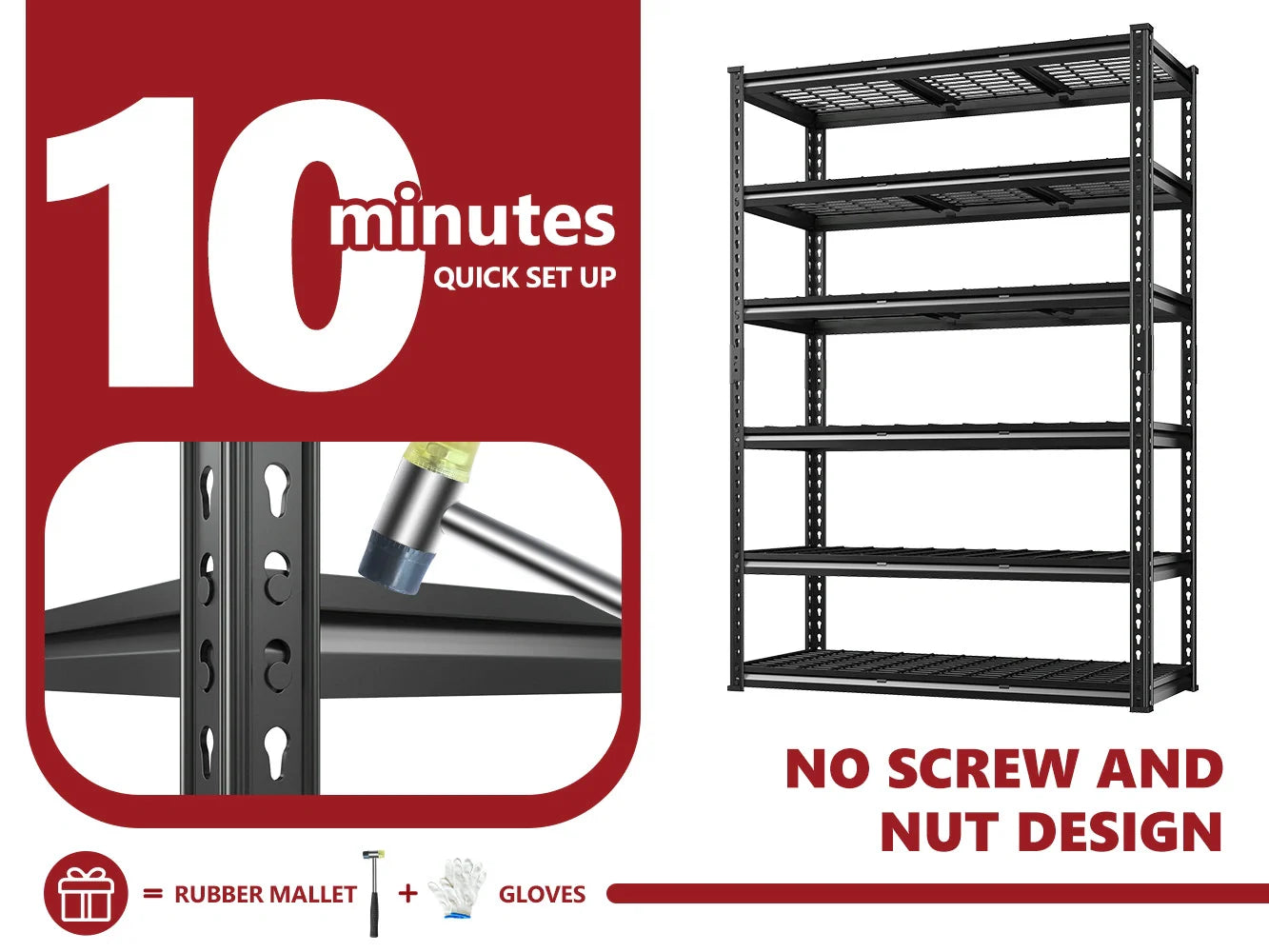 【🔥Factory Direct Clearout Sale🔥】48"in x 18"in Heavy Duty Metal Shelving 3300LBS  Industrial Storage Shelves 6 Tires Black Shelves Adjustable Shelving food store shelves for Garage,Warehouse,Basement