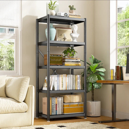 【🔥Factory Direct Clearout Sale🔥】5-Tier BookShelf Steel Wire Shelving with Wheels 31.5"W Living Room Rack WaterProof Bathroom Storage Shelf