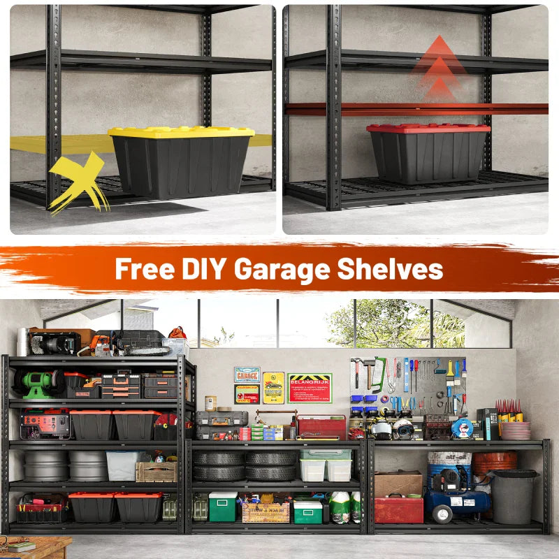 【🔥Factory Direct Clearout Sale🔥】Garage Shelving 48"W x 72"H  5-Tier Storage Shelves 3000 LBS  Heavy Duty Shelving Adjustable for Garage, Basement, Warehouse
