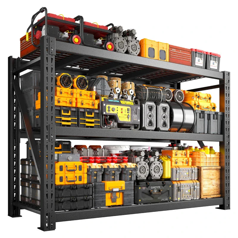 【🔥Factory Direct Clearout Sale🔥】 3-Tier 8250 LBS Heavy Duty Storage Rack 66 in High Adjustable Industrial Steel Shelving Unit for Garage, Warehouse Basement