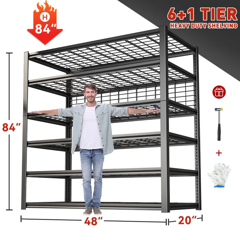 【🔥Factory Direct Clearout Sale🔥】7 Tiers Industrial Shelving 3500LBS Heavy Duty Garage Shelving 48"W Adjustable Storage Racks for Basement Warehouse Garage