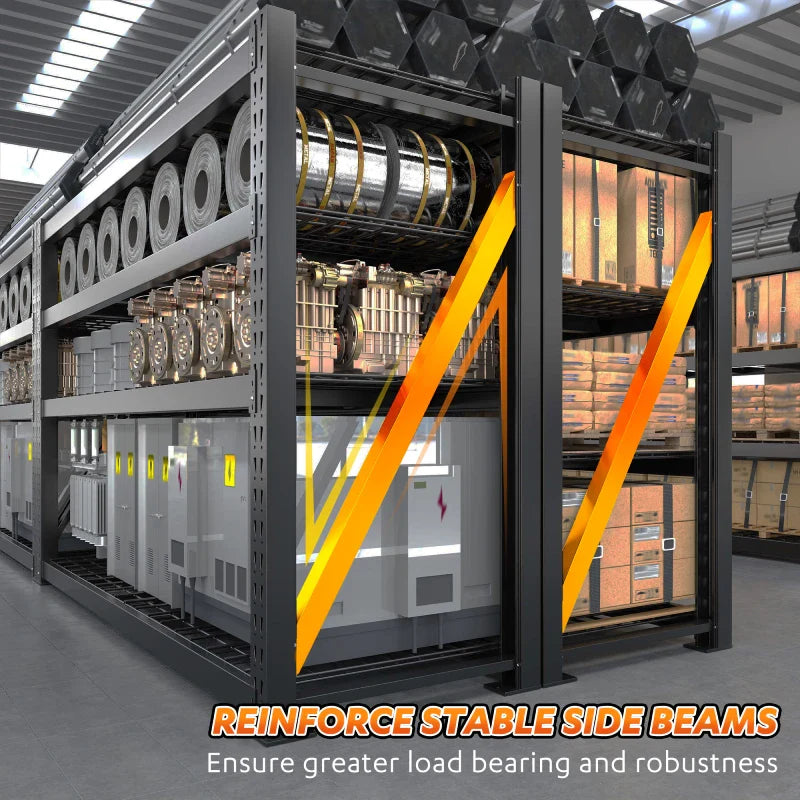 【🔥Factory Direct Clearout Sale🔥】shelves 4-Tier Industrial Storage Rack 77.2"W 8500LBS Shelves with Metal Heavy Duty Garage Shelving Adjustable Shelving for Warehouse, Industrial, basement, Laboratory